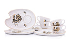 A SET OF FOUR ITALIAN CERAMIC CUPS AND SAUCERS
