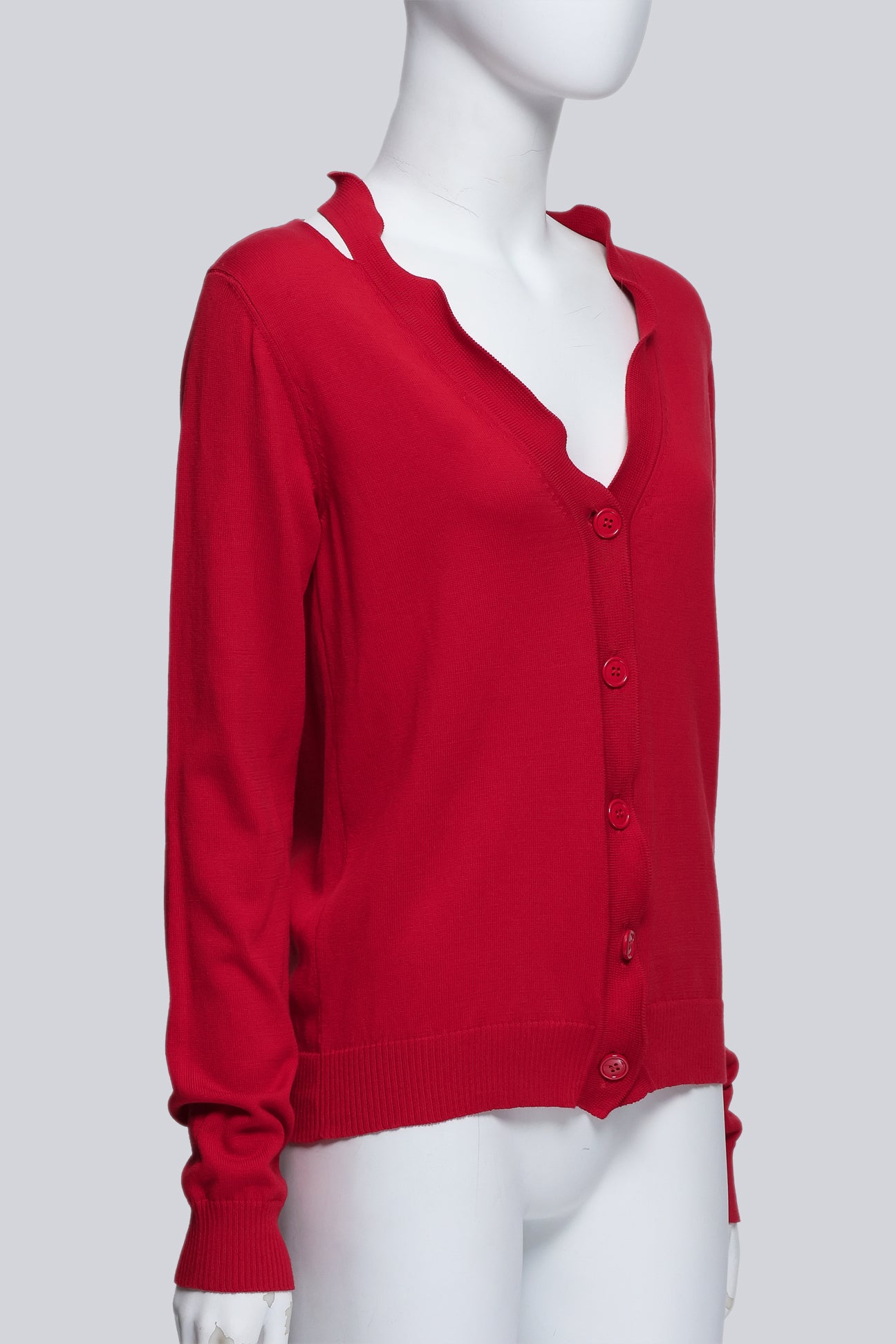 MAISON MARTIN MARGIELA - A RED SCALLOPED CARDIGAN