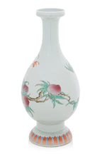 A FAMILLE ROSE 'PEACH AND BAT' BOTTLE VASE