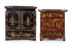 TWO CHINESE LACQUER JEWELLERY BOXES