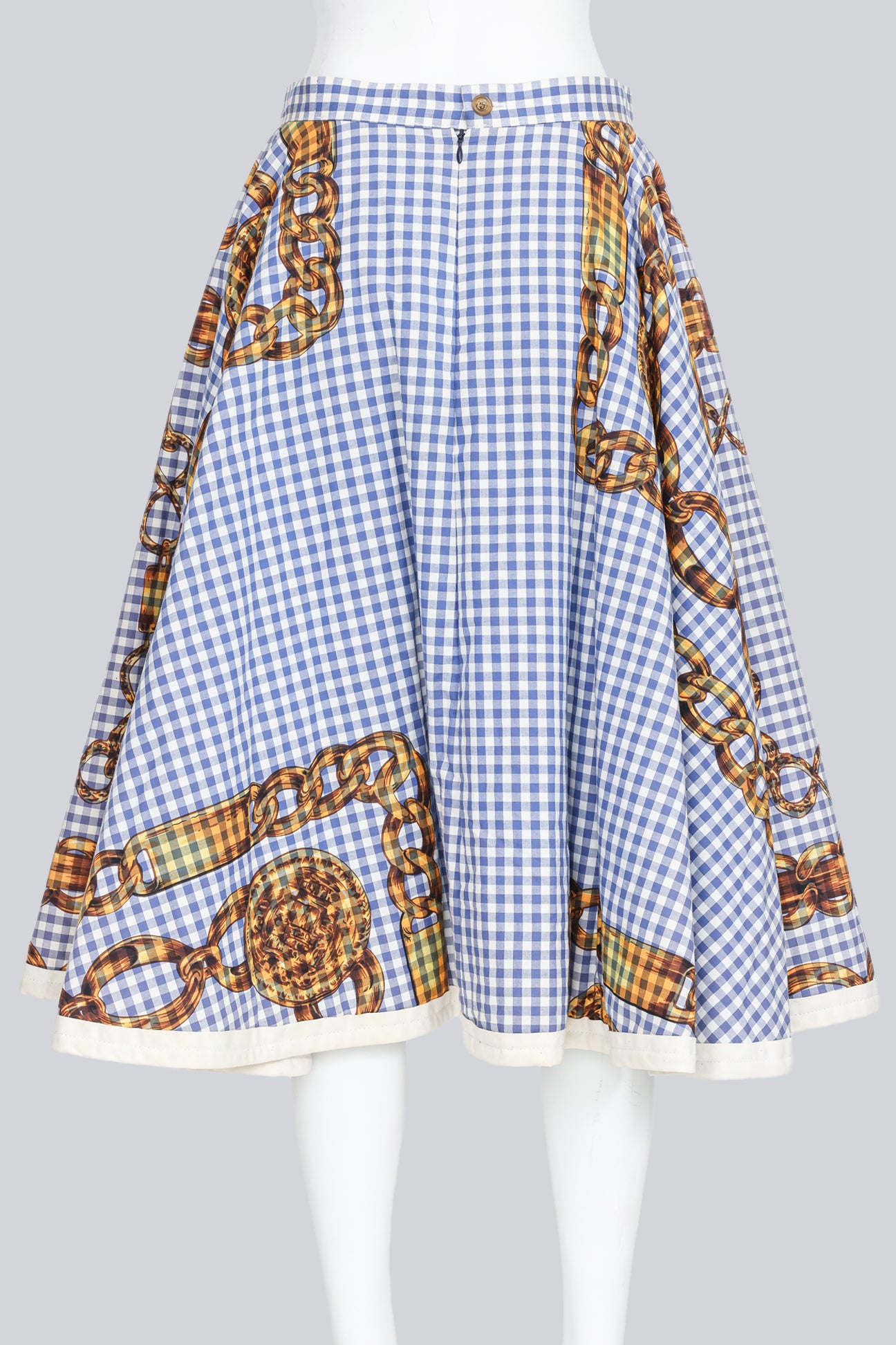 COMME DES GARCONS TRICOT - A CHECKERED GOLD CHAIN PRINT PUFF SKIRT