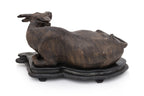 A LARGE SHIWAN POTTERY MODEL OF A BUFFALO