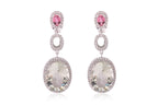 A PAIR OF PRASIOLITE, PINK TOURMALINE AND DIAMOND EARRINGS