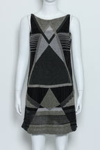CHRISTIAN WIJNANTS - A BLACK AND SILVER GEOMETRIC BEADED DRESS