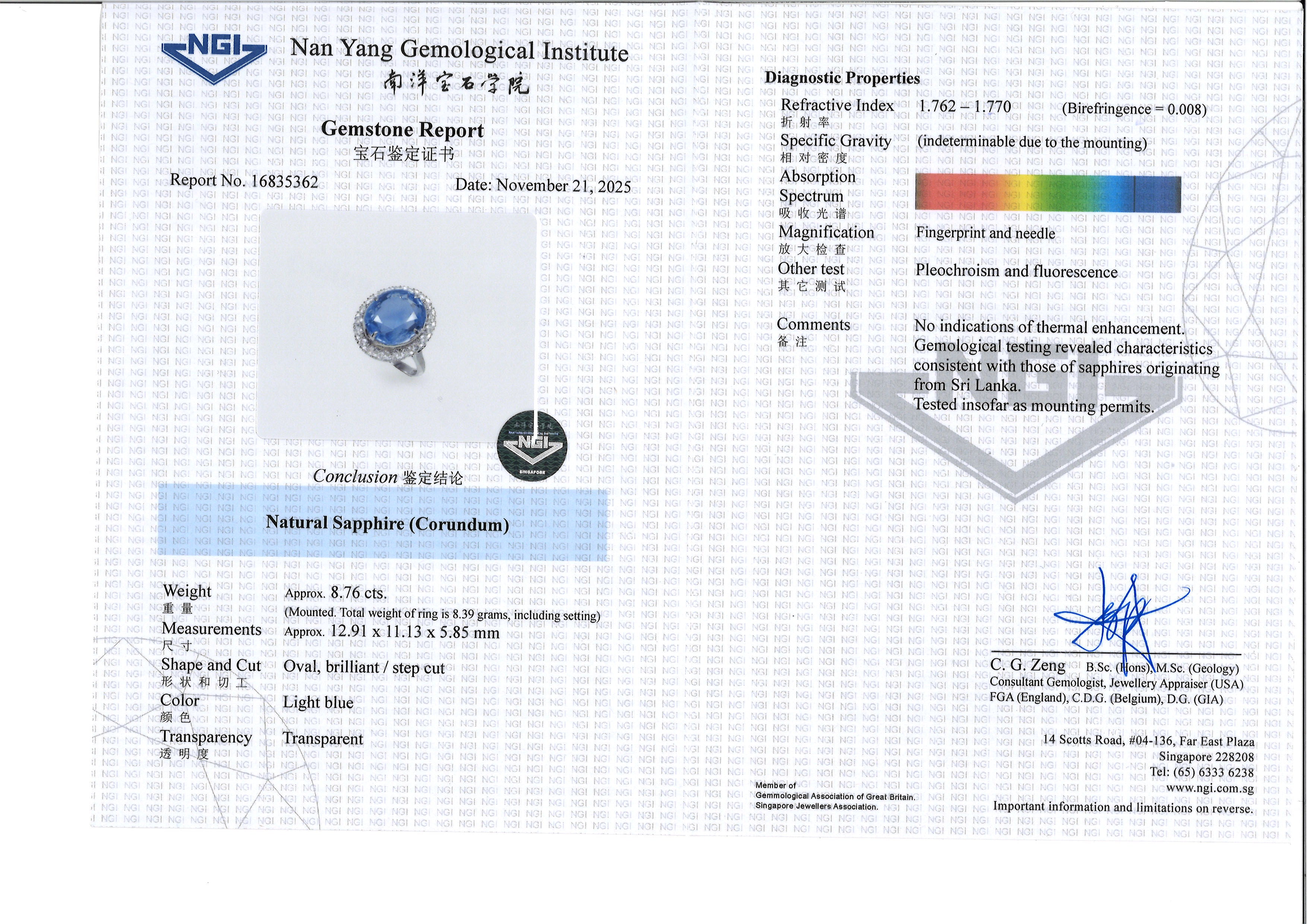 A UNHEATED SAPPHIRE AND DIAMOND 'HALO' RING
