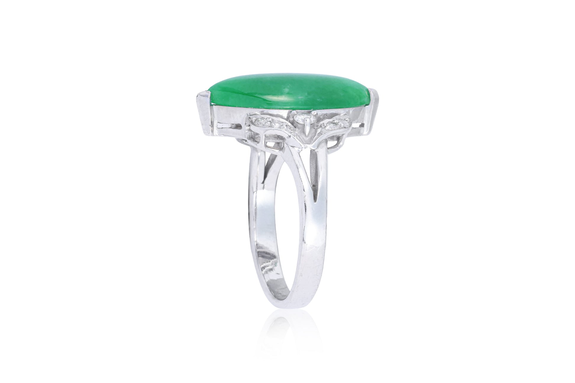 A JADEITE AND DIAMOND RING