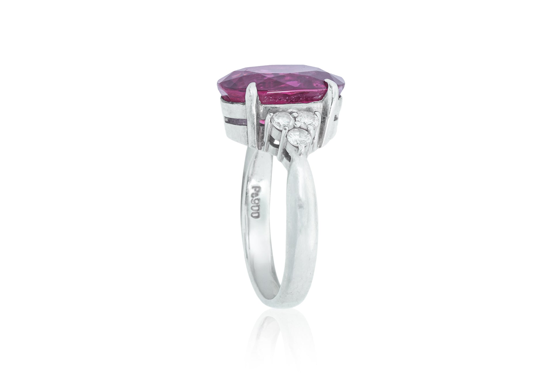 A RUBELLITE TOURMALINE AND DIAMOND RING