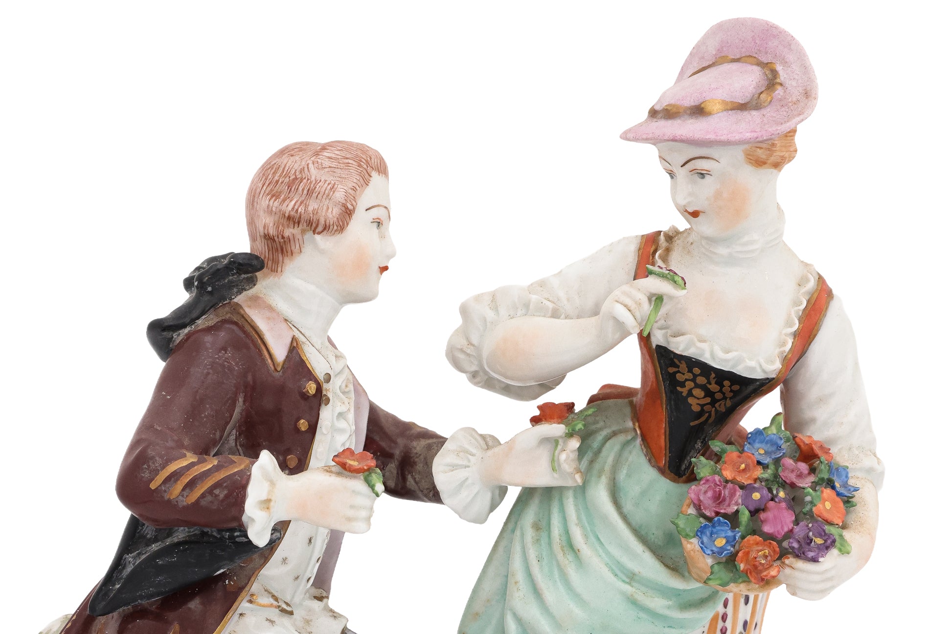 A GROUP OF FIVE DRESDEN PORCELAIN FIGURES
