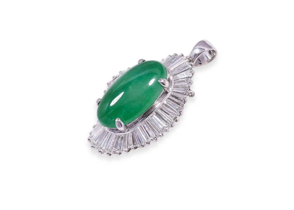 A TYPE A JADEITE AND DIAMOND PENDANT