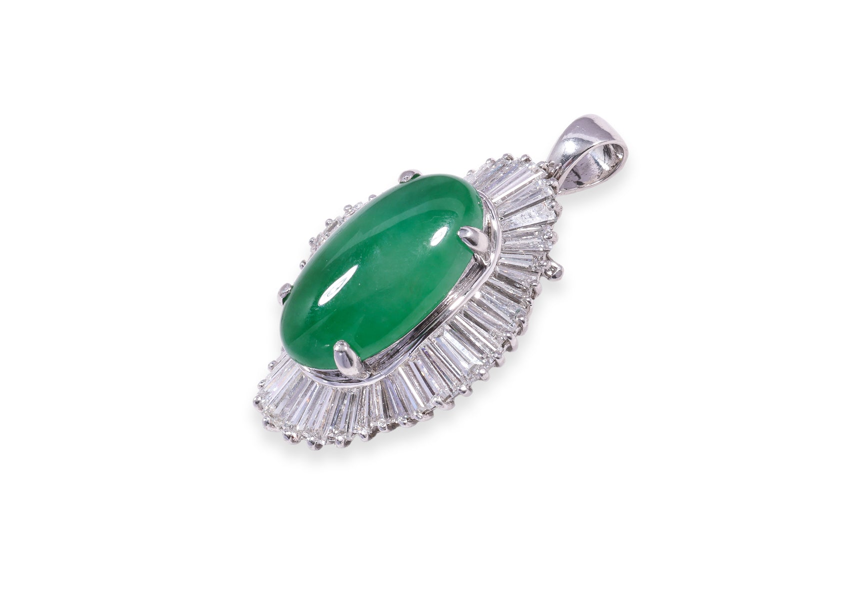 A TYPE A JADEITE AND DIAMOND PENDANT