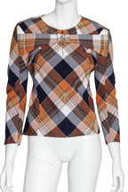 JUNYA WATANABE - AN ORANGE PLAID WOOL-BLEND TOP, FALL RTW 2013