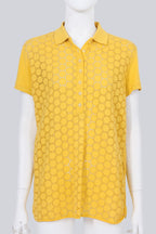 MONCLER - A YELLOW LACE POLO SHIRT