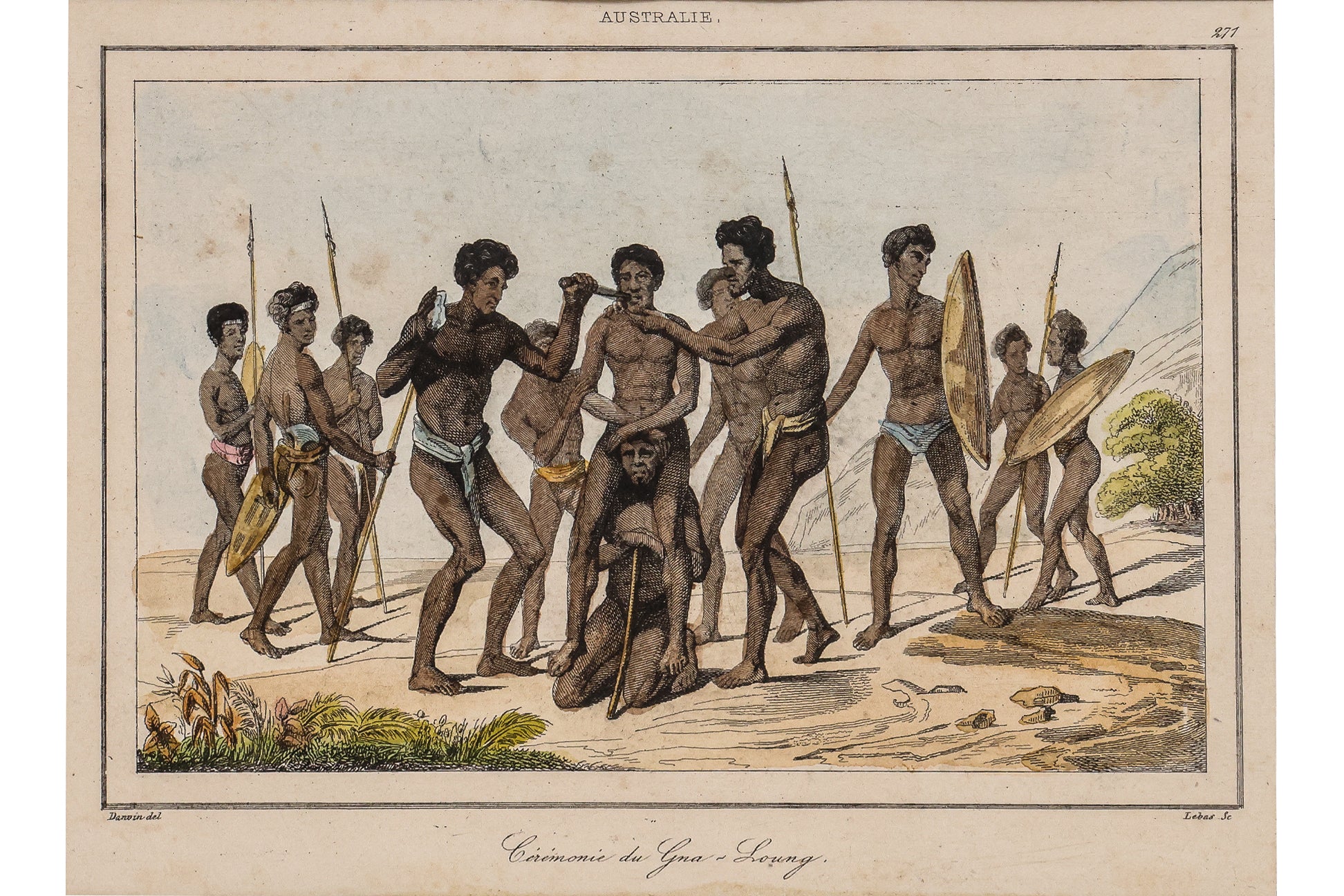 SIX HAND-COLOURED ETHNOGRAPHIC ENGRAVINGS OF INDIGENOUS AUSTRALIANS, M. G. L. DOMENY DE RIENZY, 1836