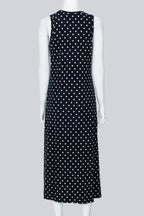 COMME DES GARCONS - A NAVY SHIFT DRESS WITH WHITE POLKA DOTS