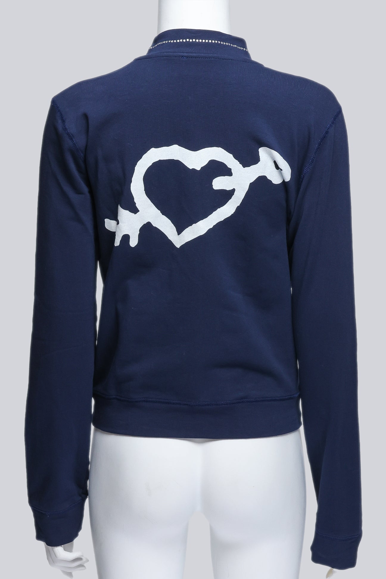 BLUGIRL FITNICE - A NAVY BLUE ZIP-UP SWEATER WITH GEM EMBELLISHMENTS