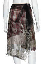 N°21 - A TULLE AND SILK LINED PLAID SKIRT WITH PALM TREE SEQUIN EMBELLISHMENT