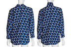 DRIES VAN NOTEN - A BLUE AND BLACK GEOMETRIC PRINT SHIRT