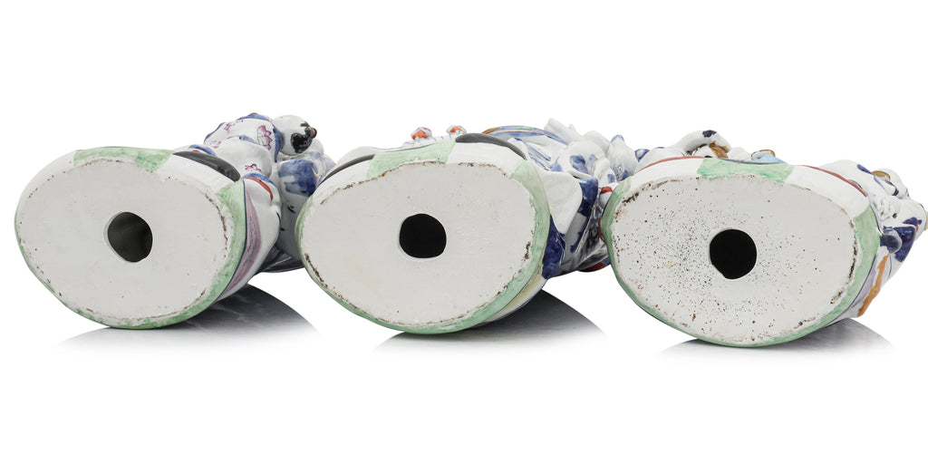 A SET OF THREE CHINESE PORCELAIN FU, LU, SHOU FIGURES