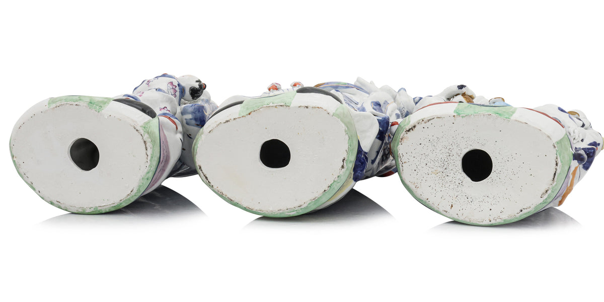 A SET OF THREE CHINESE PORCELAIN FU, LU, SHOU FIGURES