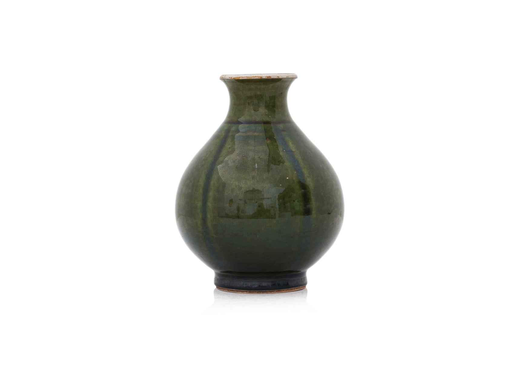 A GREEN-GLAZED PEAR-SHAPED BOTTLE VASE