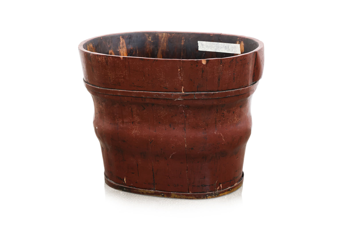 A CHINESE RED LACQUERED WOOD BASIN