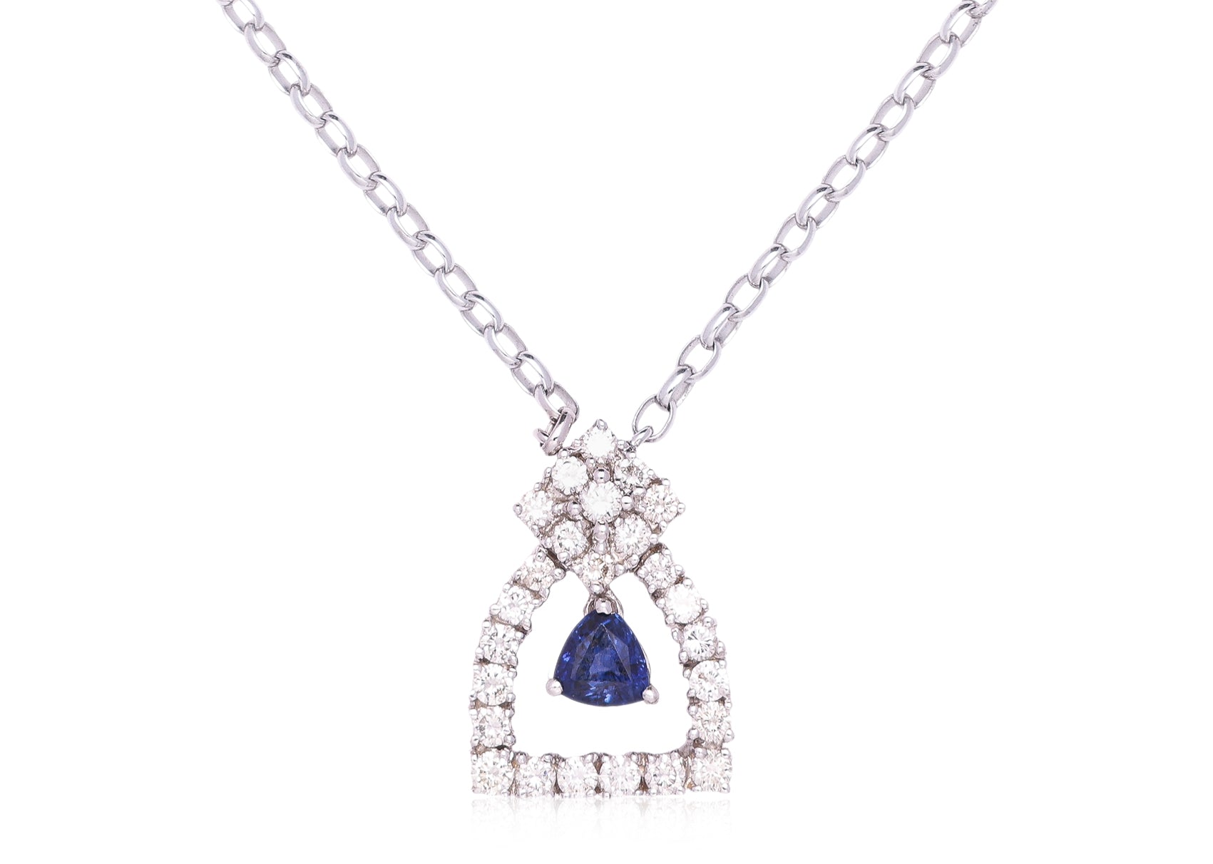 A SAPPHIRE AND DIAMOND NECKLACE