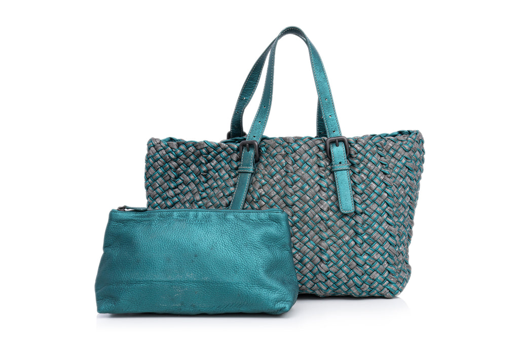 BOTTEGA VENETTA - A METALLIC INTRECCIATO CESTA TOTE BAG