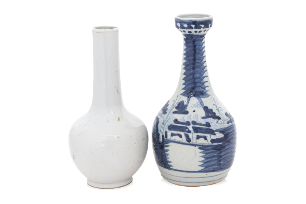 TWO PORCELAIN BOTTLE VASES