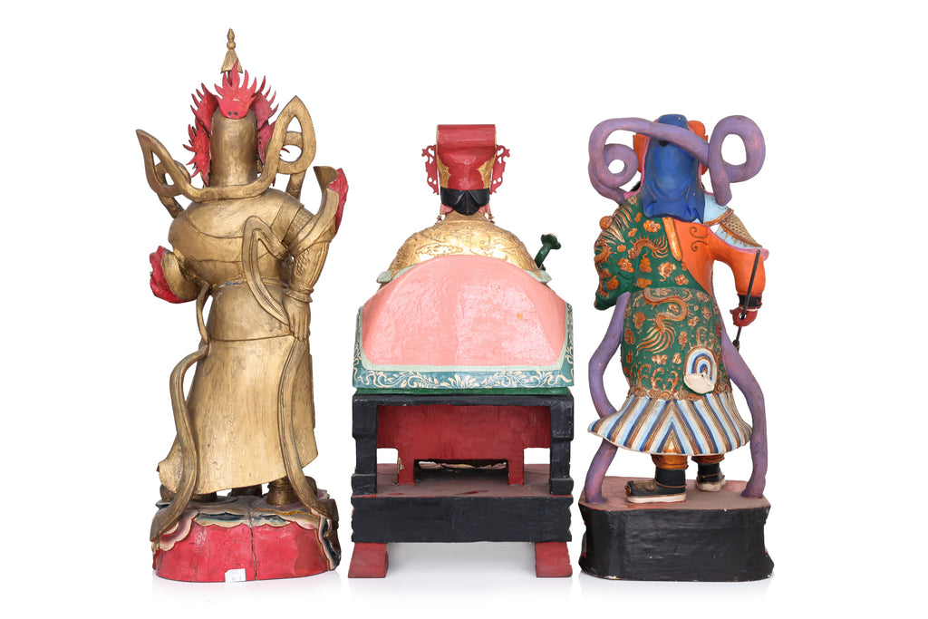 A GROUP OF THREE LARGE POLYCHROME ALTAR FIGURES