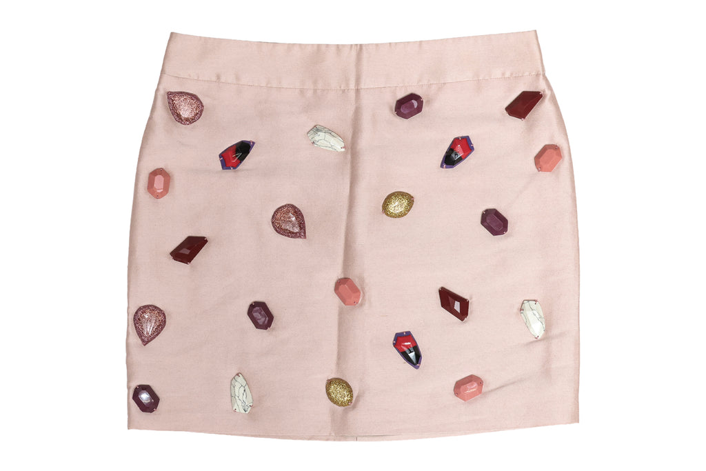 STELLA MCCARTNEY - A BEIGE RESIN GEM EMBELLISHED MINI SKIRT