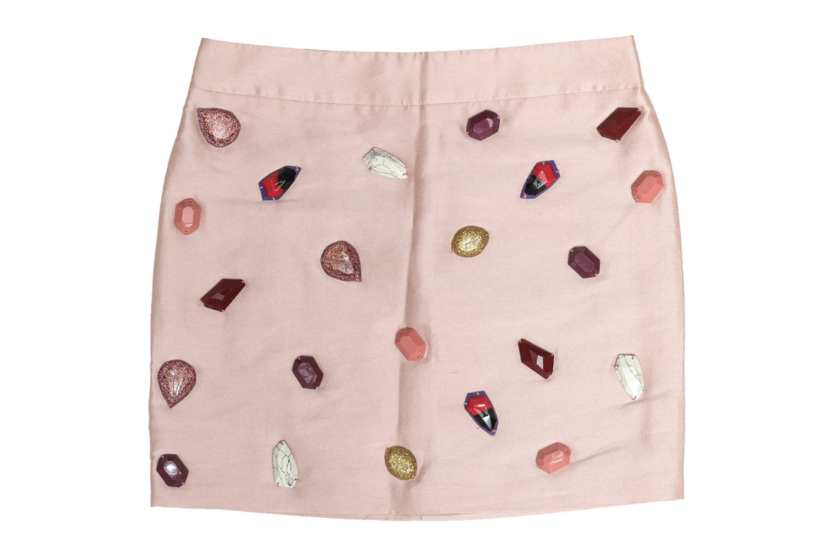 STELLA MCCARTNEY - A BEIGE RESIN GEM EMBELLISHED MINI SKIRT