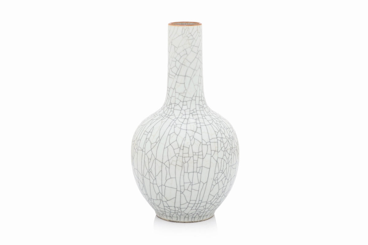 A CRACKLE-GLAZED PORCELAIN BOTTLE VASE
