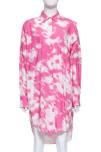 MSGM - A PINK AND WHITE TIE-DYE SHIRT DRESS