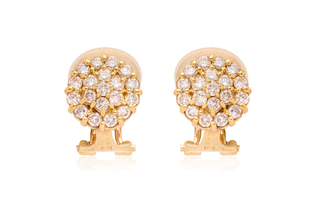 A PAIR OF DIAMOND 'CLUSTER' CLIP-ON EARRINGS