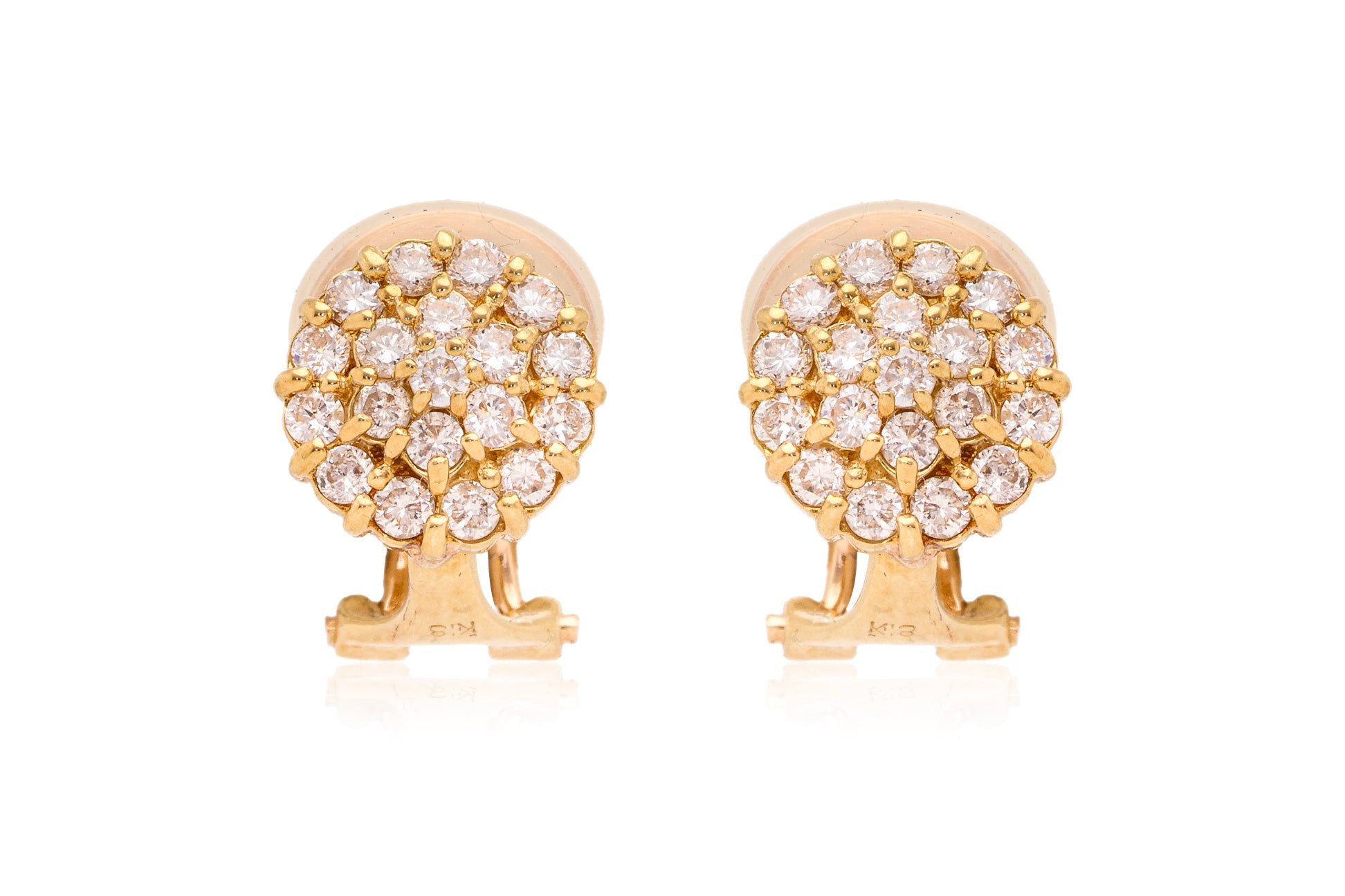 A PAIR OF DIAMOND 'CLUSTER' CLIP-ON EARRINGS