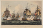 A GROUP OF SIX HAND-COLOURED ENGRAVINGS OF NAVAL BATTLES, JAMES JENKINS, C. 1830
