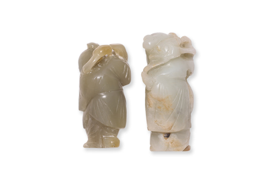 TWO FIGURAL JADE CARVINGS