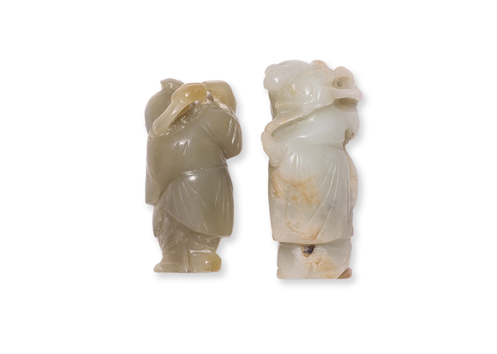 TWO FIGURAL JADE CARVINGS