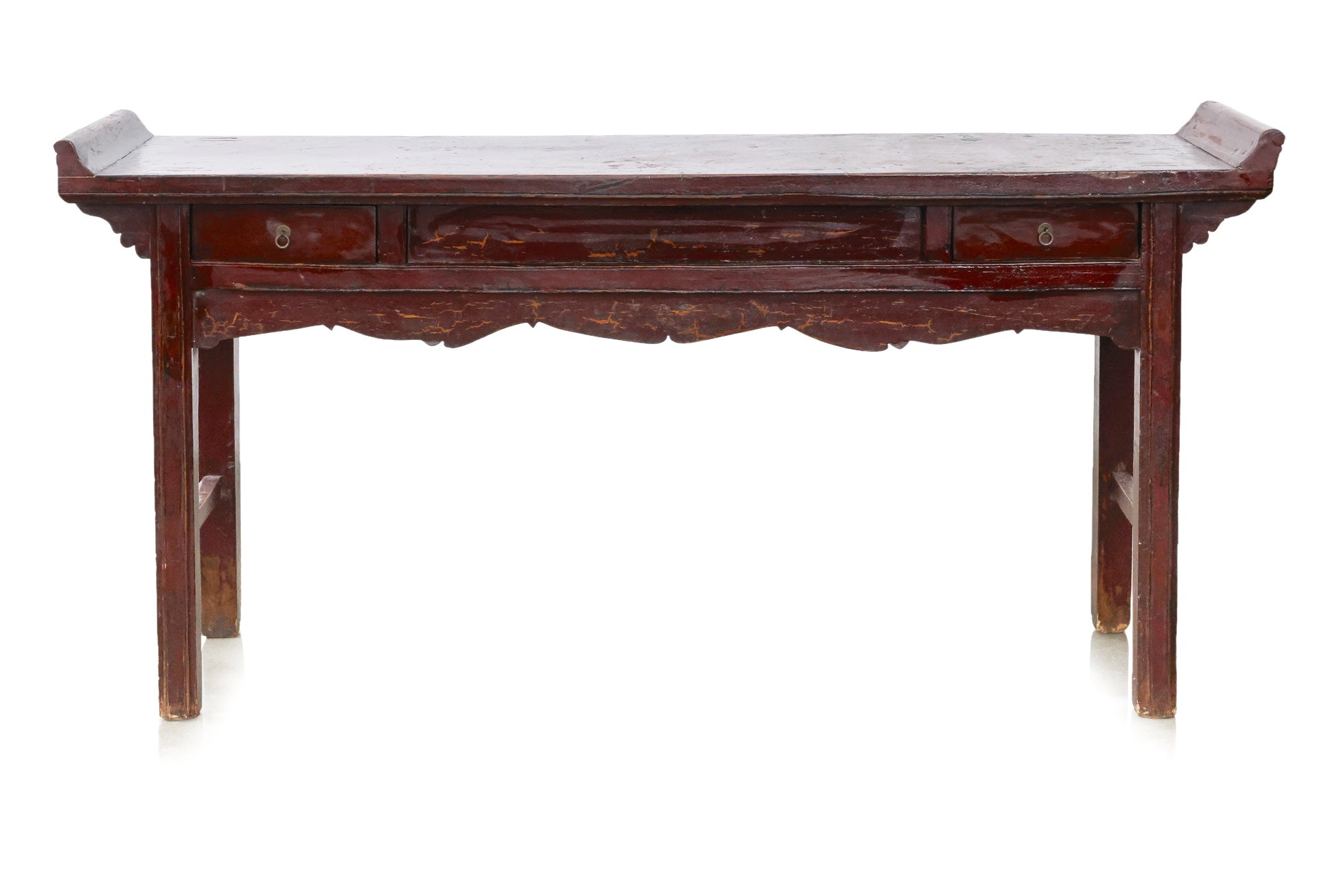 A CHINESE RED LACQUER ALTAR TABLE