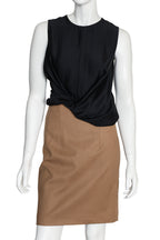 CARVEN - A BLACK AND CAMEL SLEEVELESS DRESS