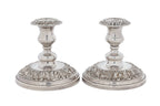 A PAIR OF ENGLISH SILVER PLATED CANDLESTICKS