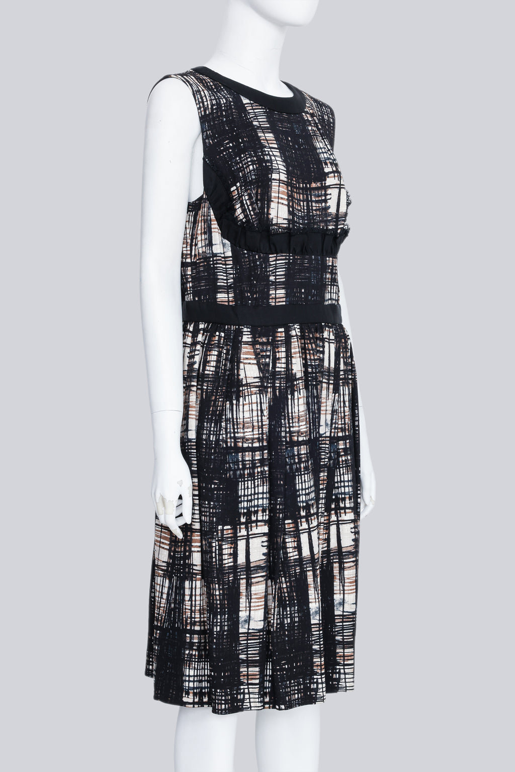 PRADA - A FALL/WINTER 2010 MULTI-COLOURED DRESS WITH LACE DETAILING