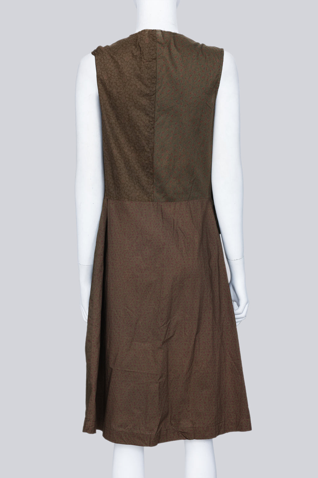 COMME DES GARÇONS TRICOT - A 2007 DARK OLIVE FLORAL RUCHED DRESS