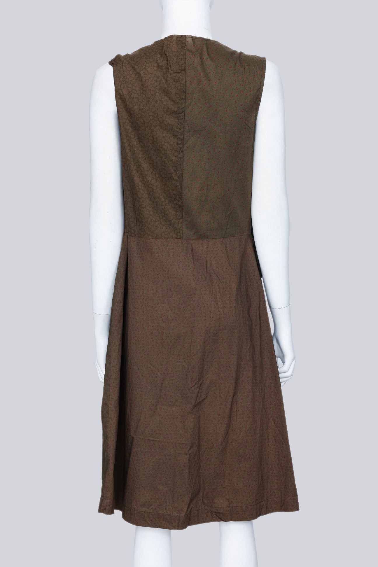 COMME DES GARÇONS TRICOT - A 2007 DARK OLIVE FLORAL RUCHED DRESS