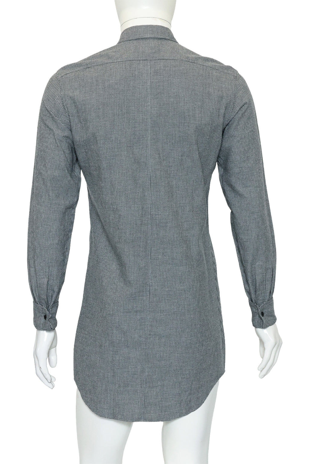 DRIES VAN NOTEN - A GREY AND WHITE HOUNDSTOOTH COTTON SHIRT