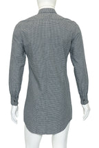 DRIES VAN NOTEN - A GREY AND WHITE HOUNDSTOOTH COTTON SHIRT