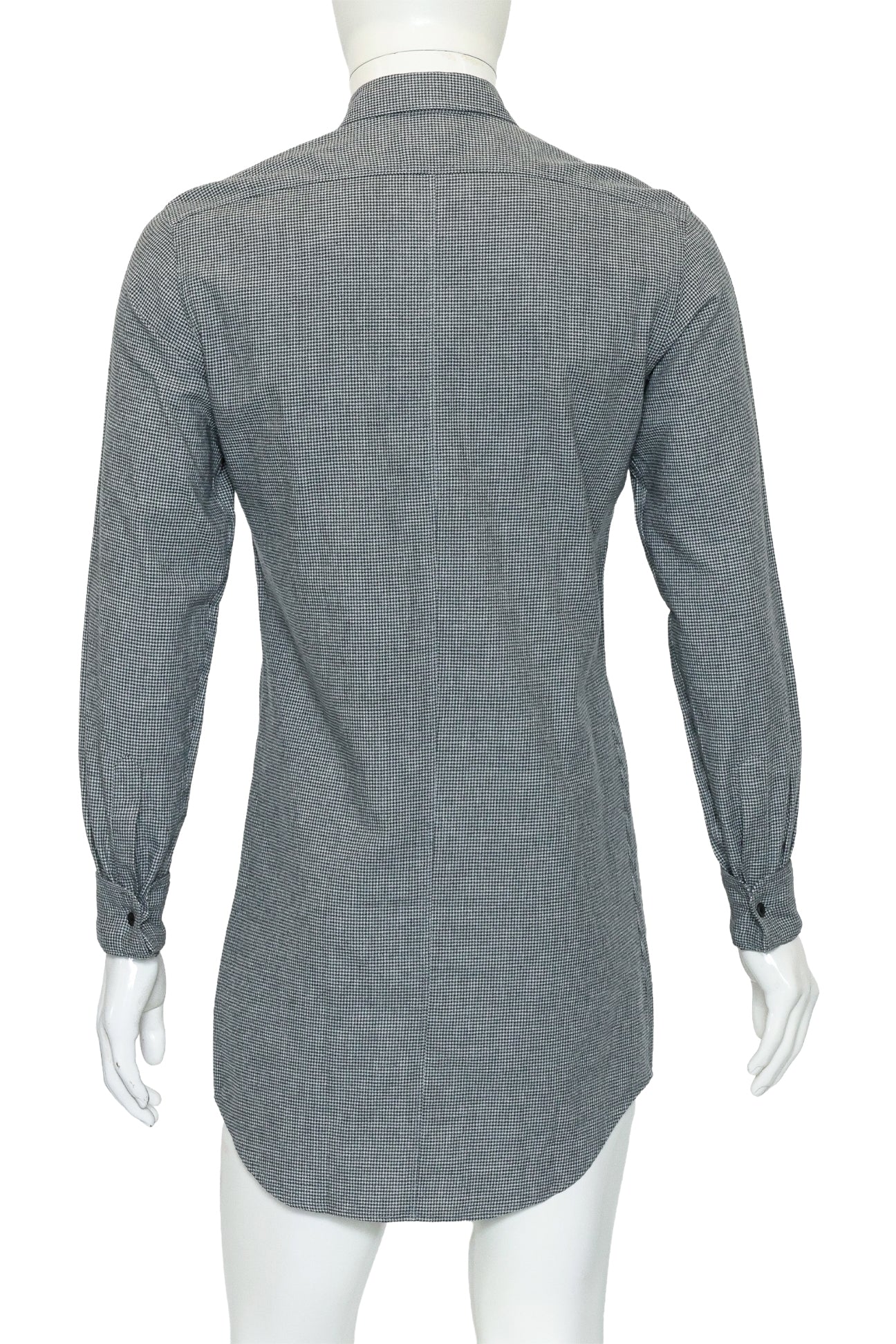 DRIES VAN NOTEN - A GREY AND WHITE HOUNDSTOOTH COTTON SHIRT