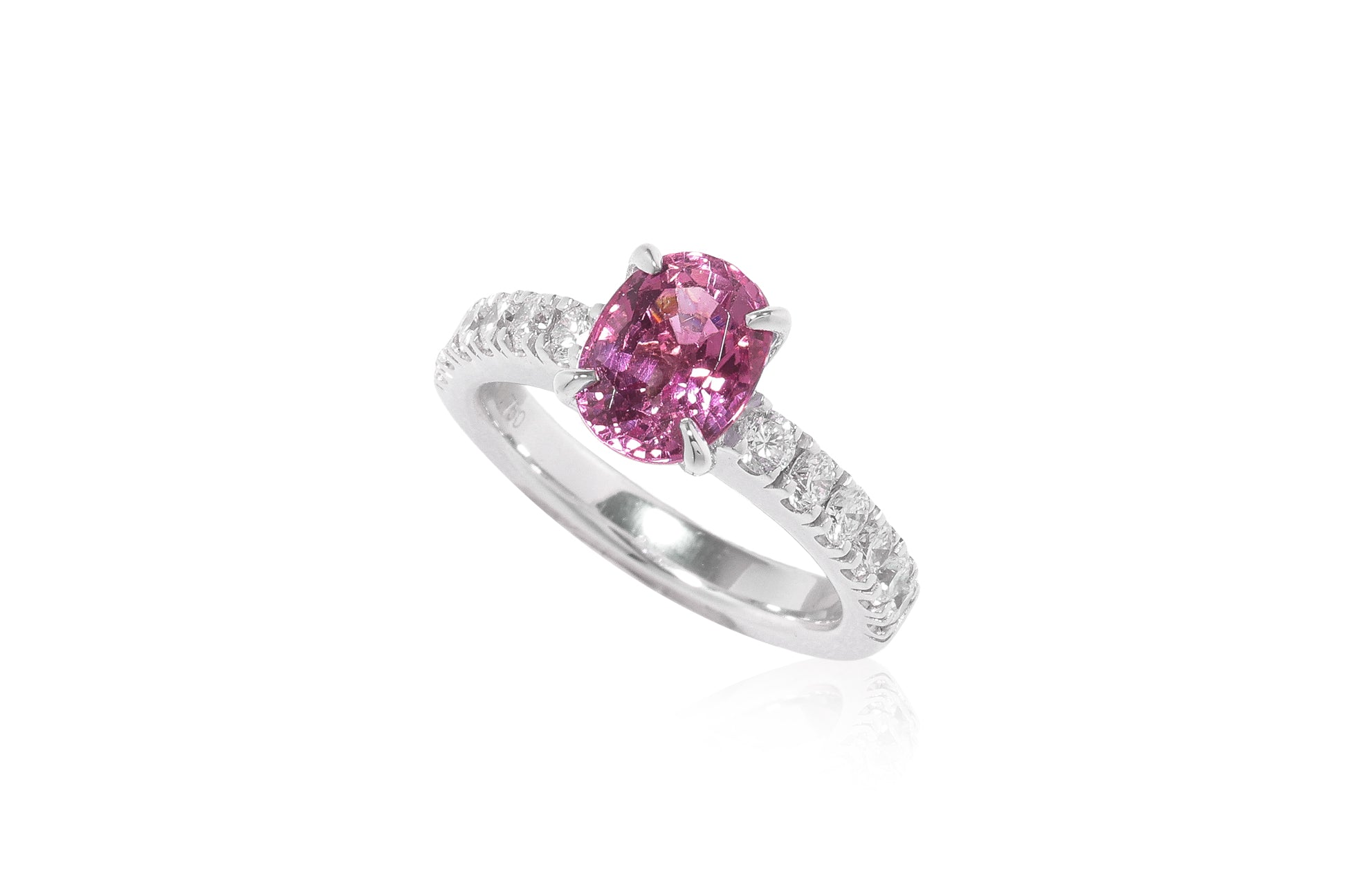 A PINK TOURMALINE AND DIAMOND RING