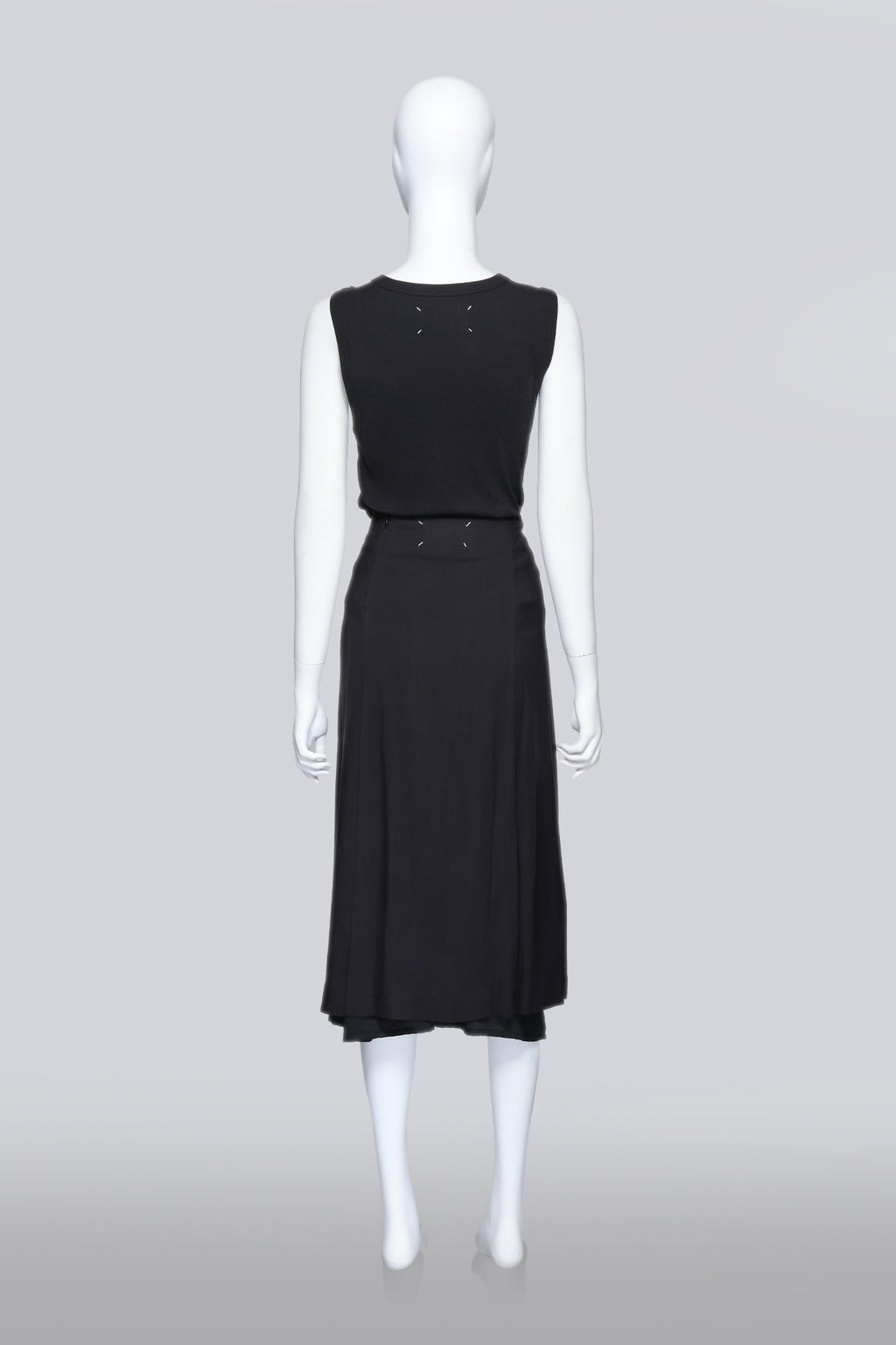 MARTIN MARGIELA - A BLACK BUCKLE TANK AND SKIRT SET