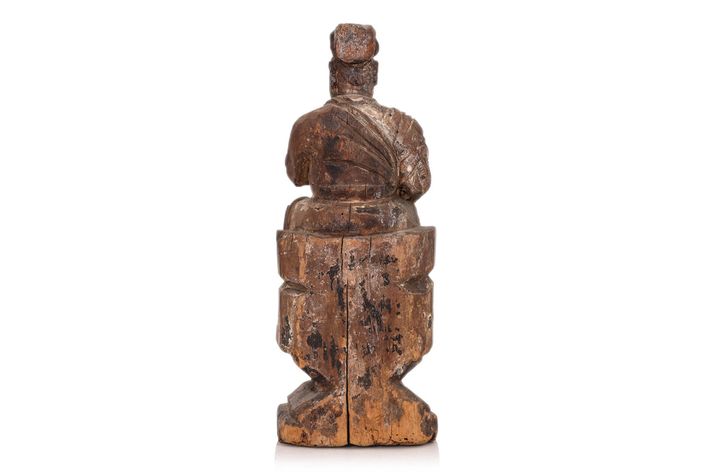 A CARVED POLYCHROME FIGURE OF GUANDI